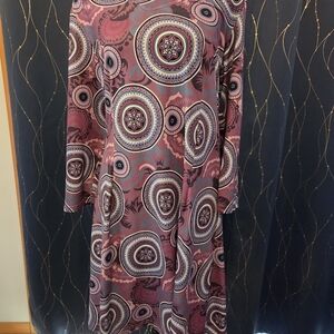 Elegant Long Sleeve Patterned Dress in Purple